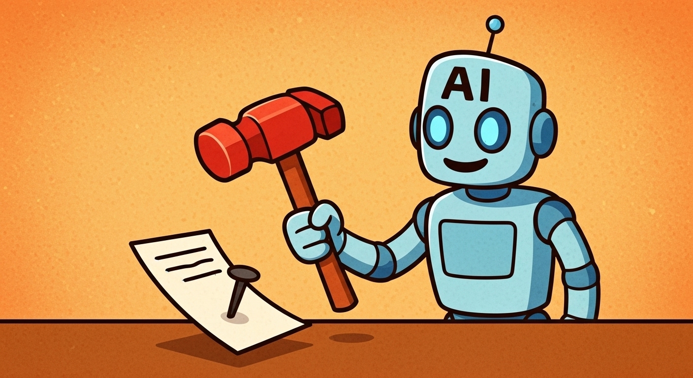 An AI agent hammering a nail